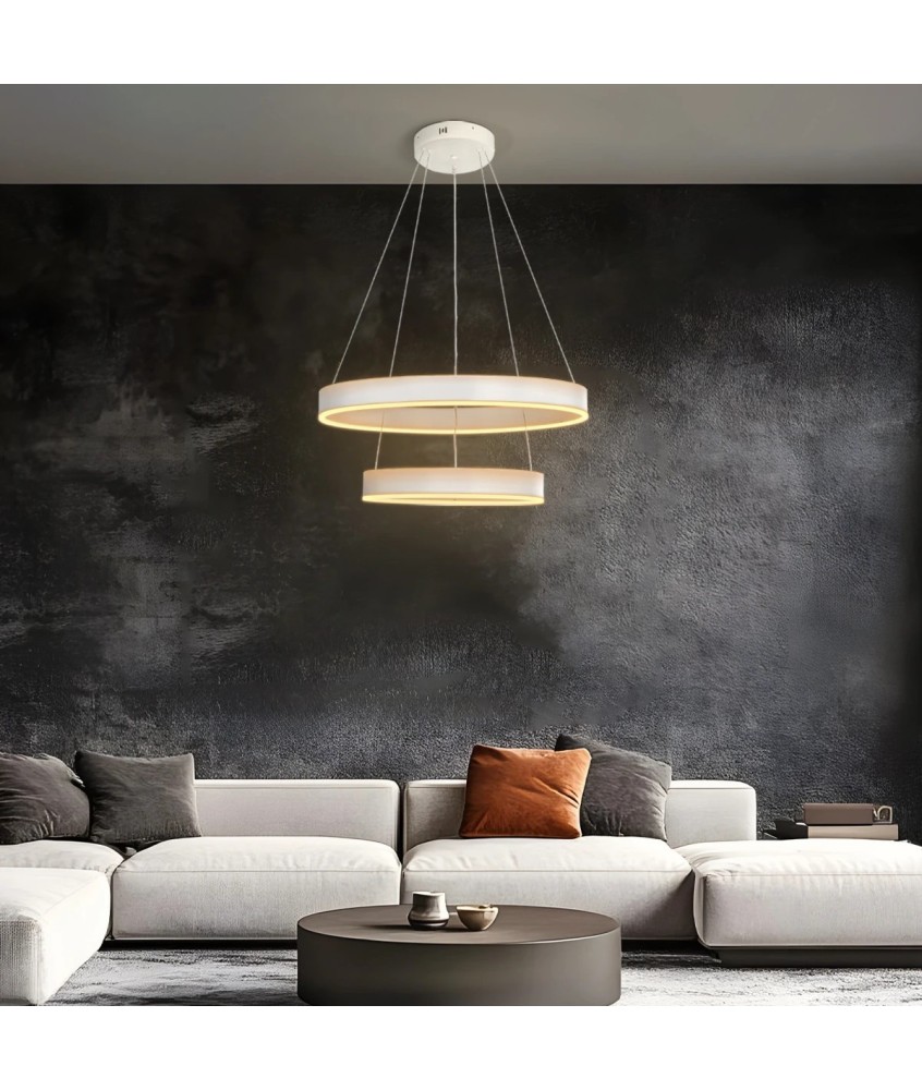 kelvo® VENOM 61186 Μοντέρνο Κρεμαστό Φωτιστικό Οροφής LED 75W 8818lm 120° AC 220-240V IP20 Ρυθμιζόμενο Λευκό CCT με Χειριστήριο από 2700K έως 6000K Dimmable - Lumileds SMD Chip - Λευκό Ματ - Μ60 x Π60 x Υ40cm - 3 Χρόνια Εγγύηση